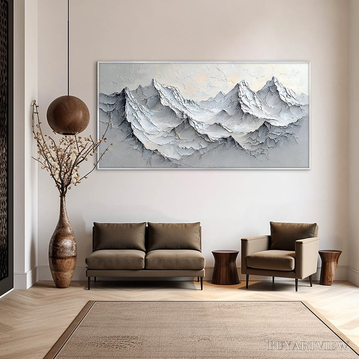 BUYARTVIEW Frozen Peaks – Textured Impasto Mountain Landscape Oil Painting - image 6