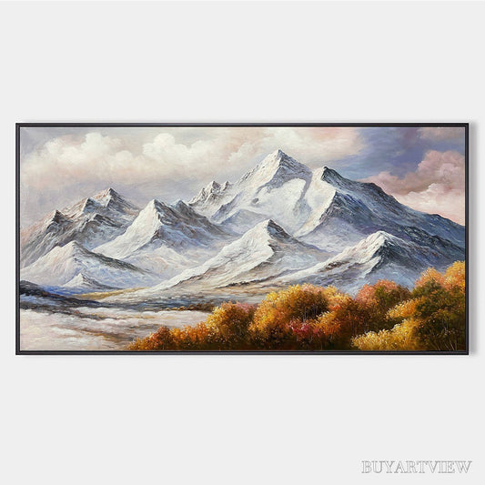 BUYARTVIEW Autumn Majesty – Panoramic Mountain Landscape Oil Painting with Autumn Foliage - image 1