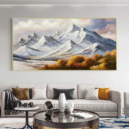 BUYARTVIEW Autumn Majesty – Panoramic Mountain Landscape Oil Painting with Autumn Foliage - image 6