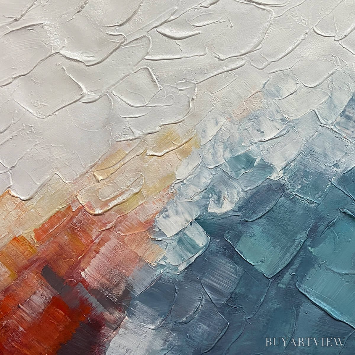 BUYARTVIEW Alpine Glow – Abstract Mountain Impasto Oil Painting - image 3