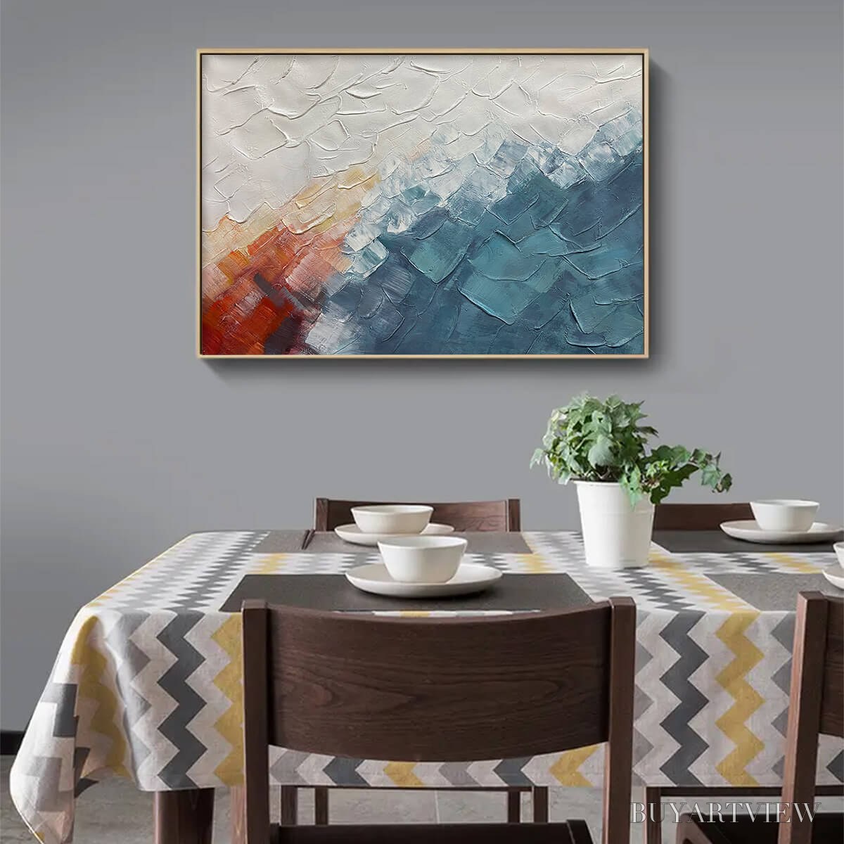 BUYARTVIEW Alpine Glow – Abstract Mountain Impasto Oil Painting - image 6