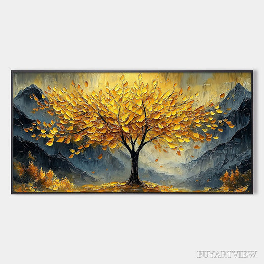 BUYARTVIEW Golden Majesty – Textured Landscape Oil Painting - image 1