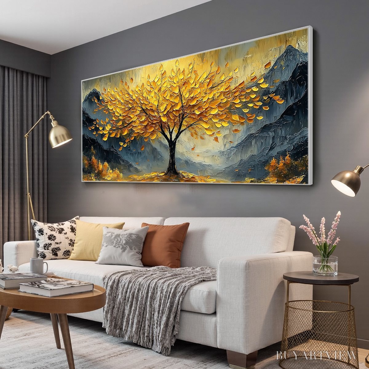 BUYARTVIEW Golden Majesty – Textured Landscape Oil Painting - image 4