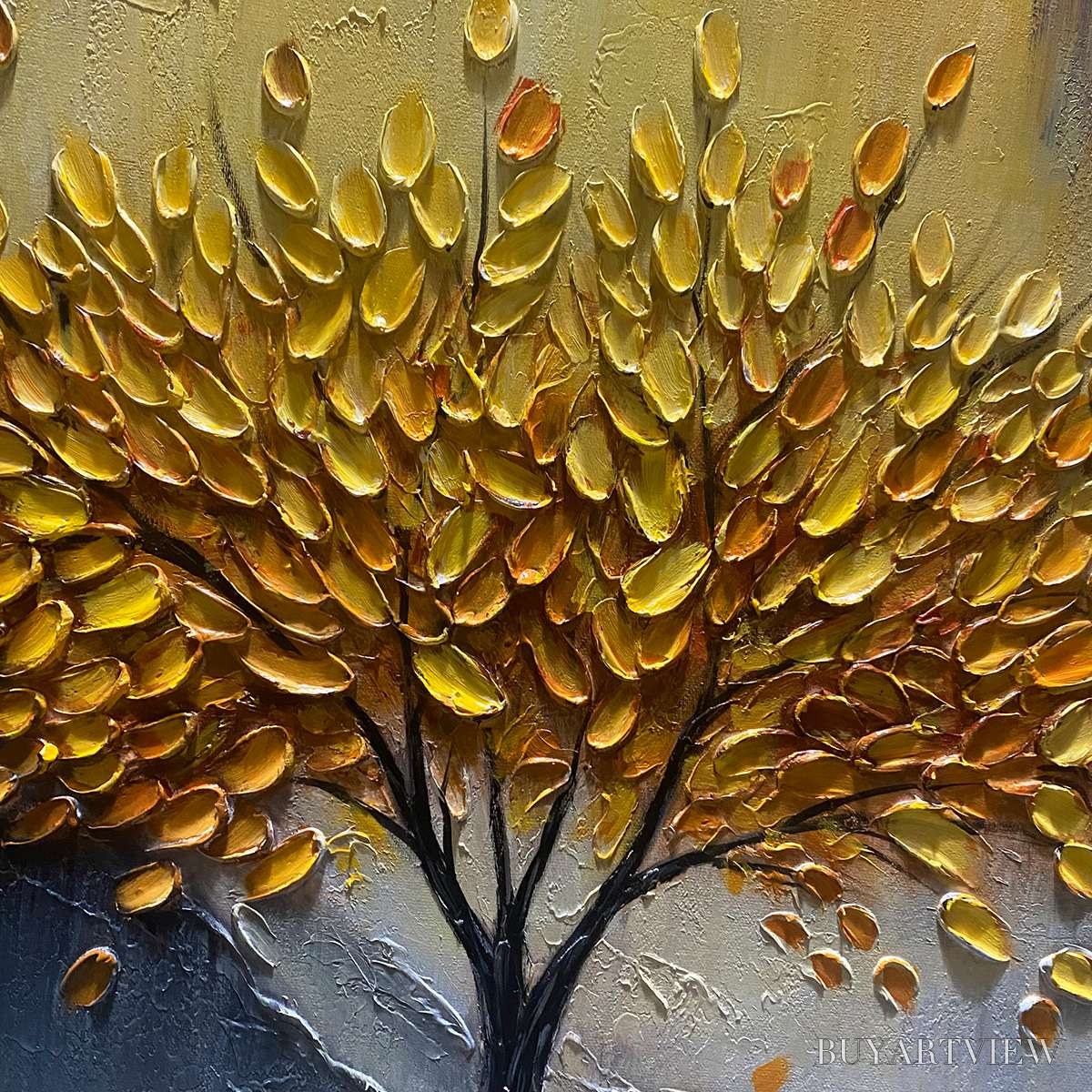 BUYARTVIEW Golden Majesty – Textured Landscape Oil Painting - image 5