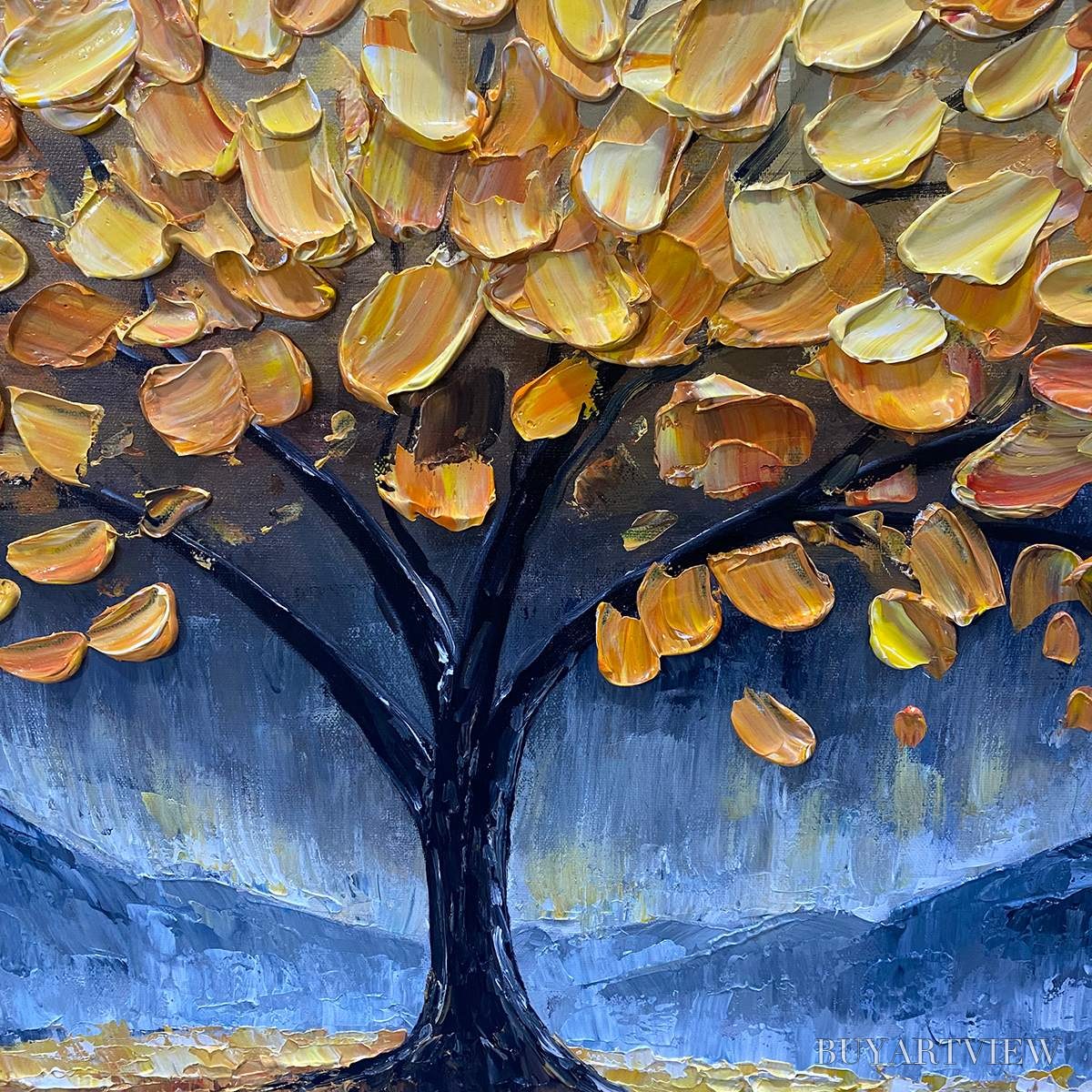 BUYARTVIEW Golden Sanctuary – Textured Landscape Oil Painting - image 3