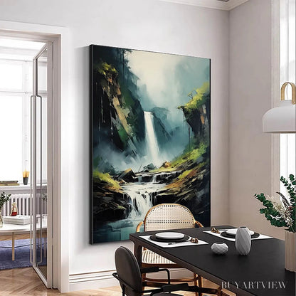 BUYARTVIEW Cascading Mist – Waterfall Landscape Nature Oil Painting - image 4