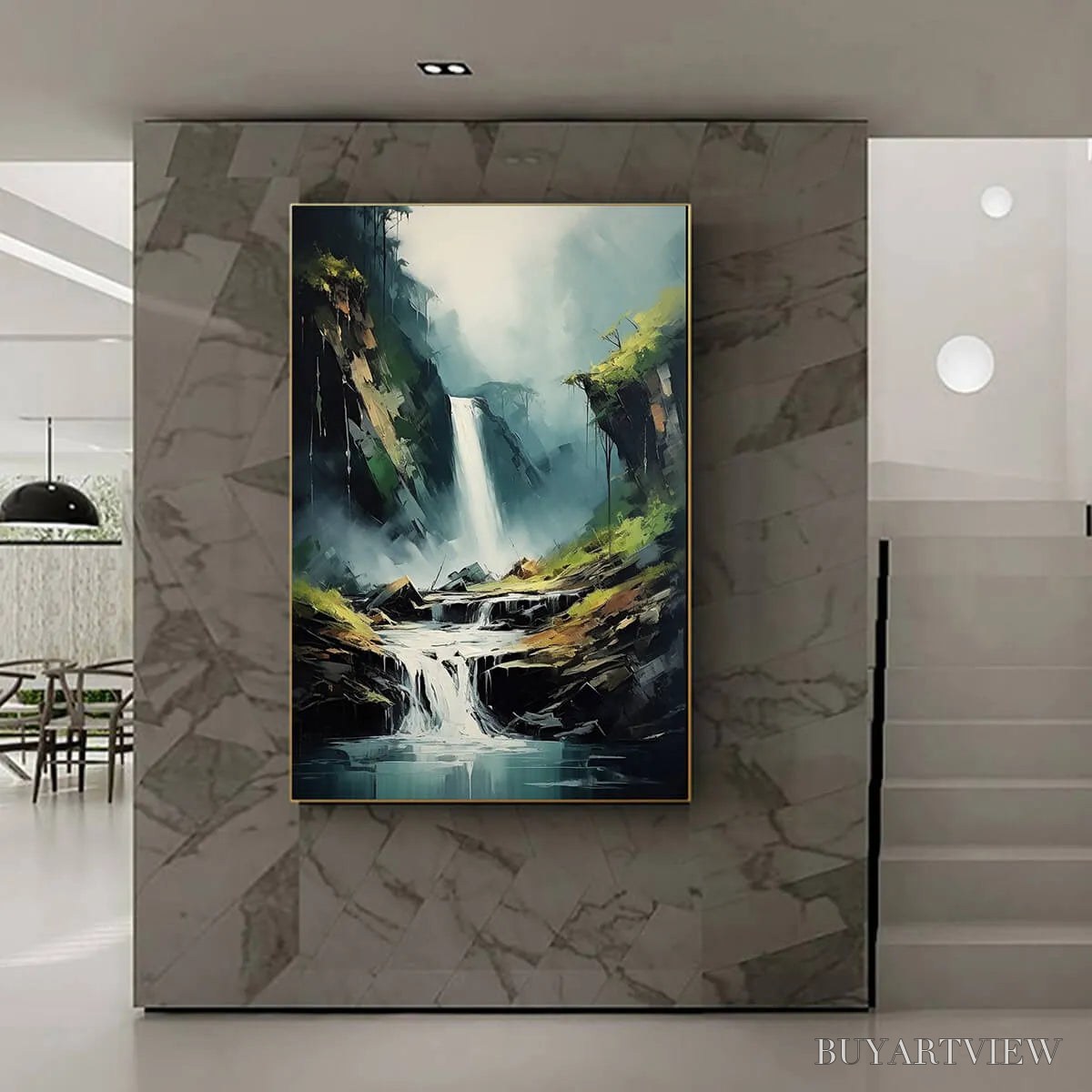 BUYARTVIEW Cascading Mist – Waterfall Landscape Nature Oil Painting - image 6