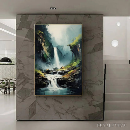BUYARTVIEW Cascading Mist – Waterfall Landscape Nature Oil Painting - image 6