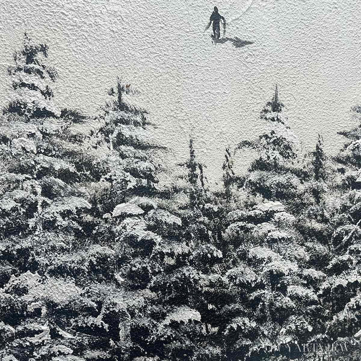 BUYARTVIEW Alpine Symphony – Minimalist Skiing Scene on Textured Canvas - image 6