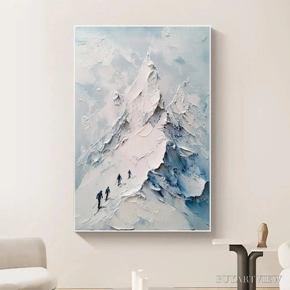 BUYARTVIEW Ascent – Textured Impasto Mountain Landscape Painting with Skiers - image 4
