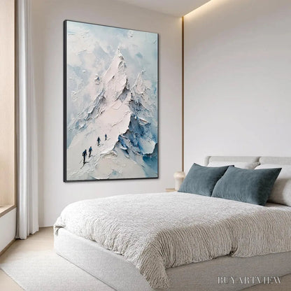 BUYARTVIEW Ascent – Textured Impasto Mountain Landscape Painting with Skiers - image 5