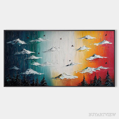 BUYARTVIEW Chromatic Ascension – Colorful Mountain Landscape Impasto Oil Painting - image 1