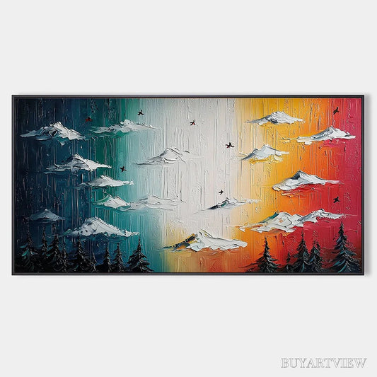 BUYARTVIEW Chromatic Ascension – Colorful Mountain Landscape Impasto Oil Painting - image 1