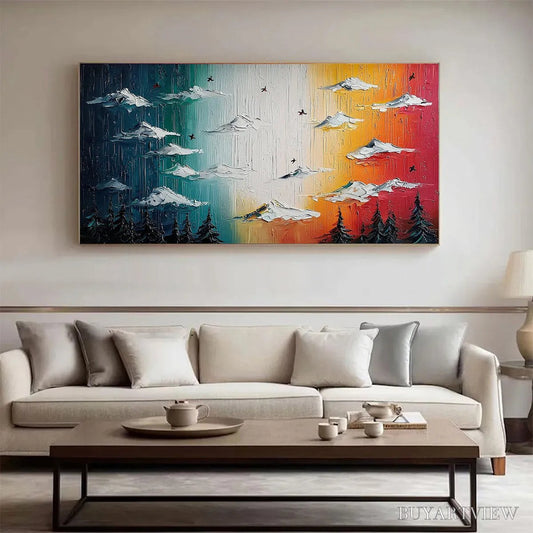 BUYARTVIEW Chromatic Ascension – Colorful Mountain Landscape Impasto Oil Painting - image 2