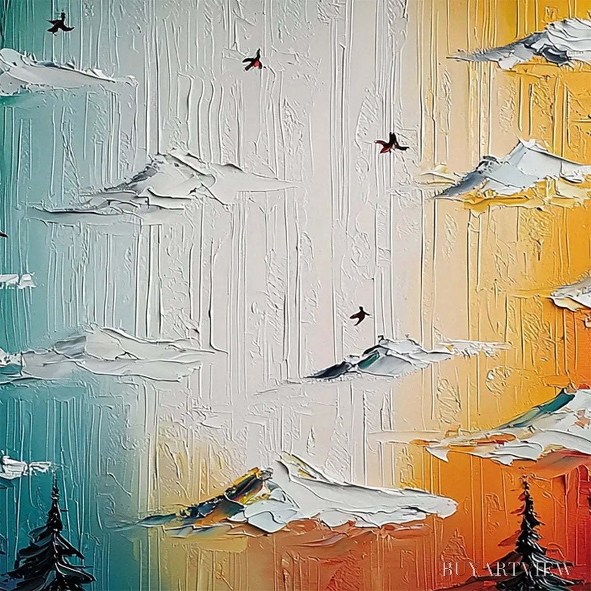 BUYARTVIEW Chromatic Ascension – Colorful Mountain Landscape Impasto Oil Painting - image 4