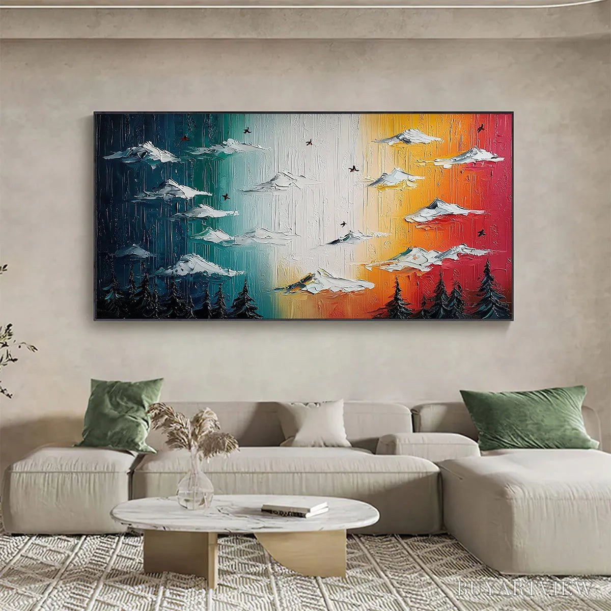 BUYARTVIEW Chromatic Ascension – Colorful Mountain Landscape Impasto Oil Painting - image 5