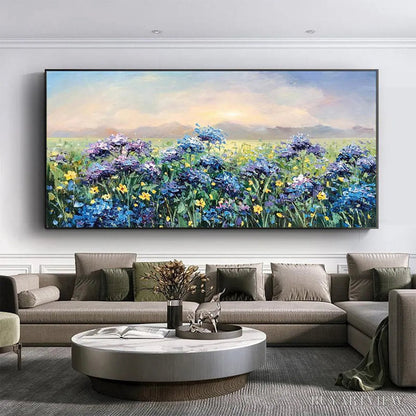 BUYARTVIEW Blue Ridge Dawn – Landscape Oil Painting with Hydrangeas and Sunrise - image 2
