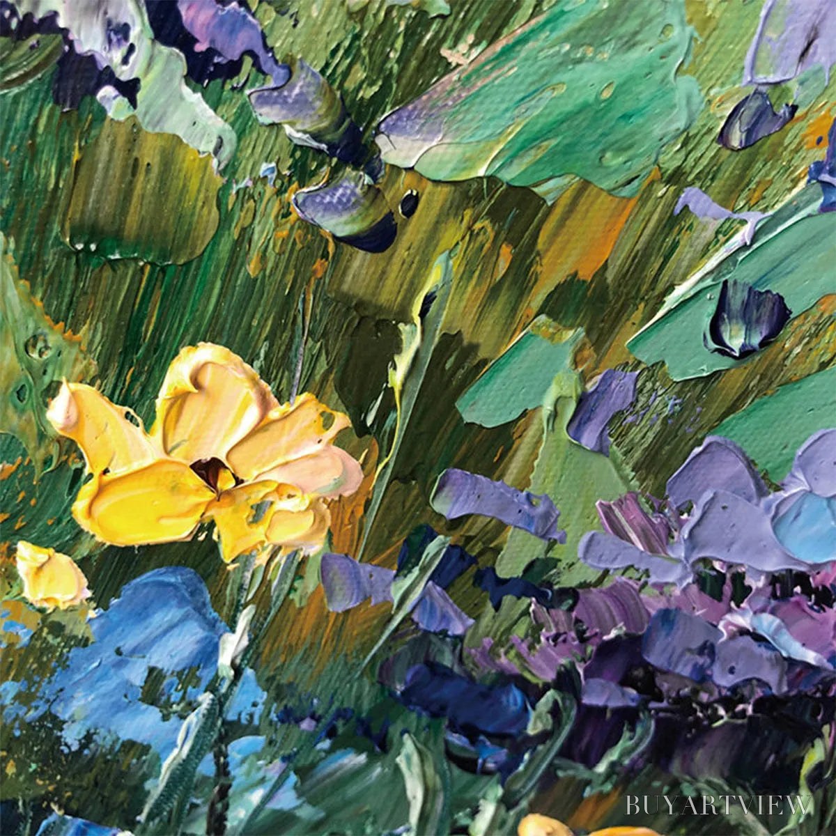 BUYARTVIEW Blue Ridge Dawn – Landscape Oil Painting with Hydrangeas and Sunrise - image 3