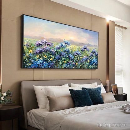 BUYARTVIEW Blue Ridge Dawn – Landscape Oil Painting with Hydrangeas and Sunrise - image 6