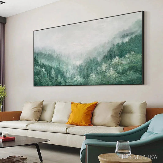 BUYARTVIEW Valley of the Evergreens – Panoramic Evergreen Forest Landscape Oil Painting - image 2