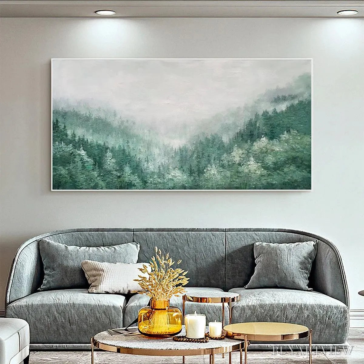 BUYARTVIEW Valley of the Evergreens – Panoramic Evergreen Forest Landscape Oil Painting - image 6