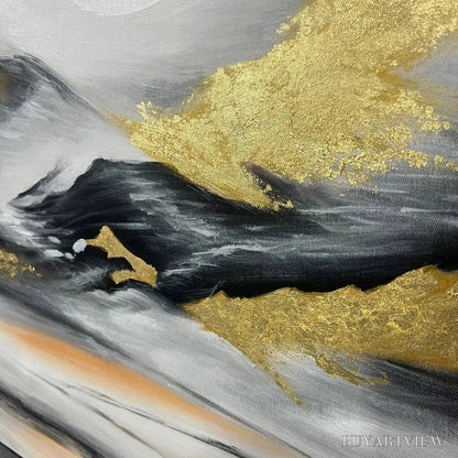 BUYARTVIEW Black and Gold Mountain Oil Painting - Abstract Art - image 3