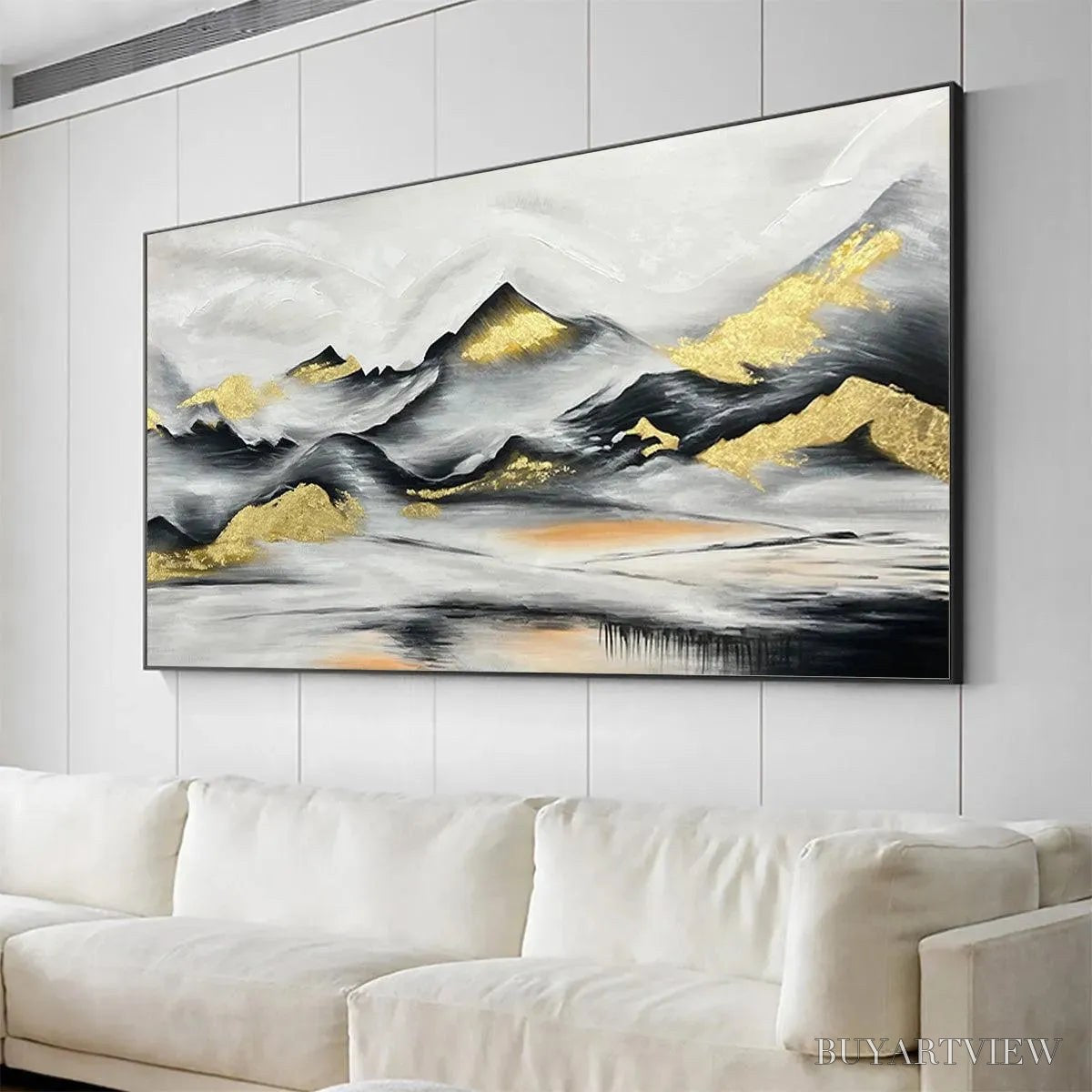 BUYARTVIEW Black and Gold Mountain Oil Painting - Abstract Art - image 4