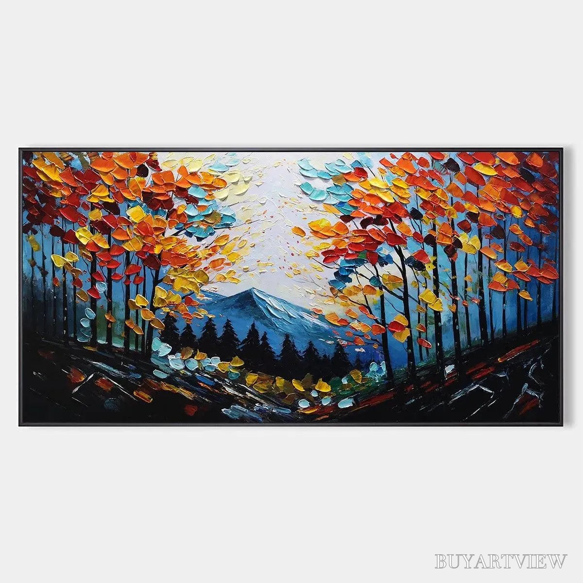 BUYARTVIEW Colorful Forest Landscape Oil Painting - Autumn Vibes - image 1