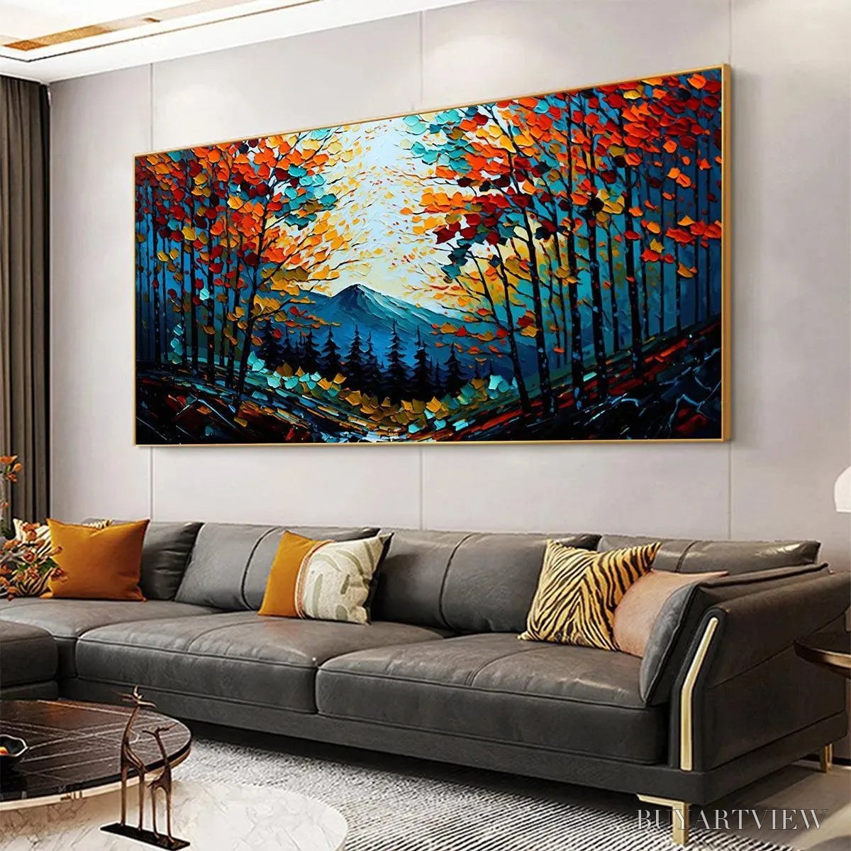 BUYARTVIEW Colorful Forest Landscape Oil Painting - Autumn Vibes - image 4