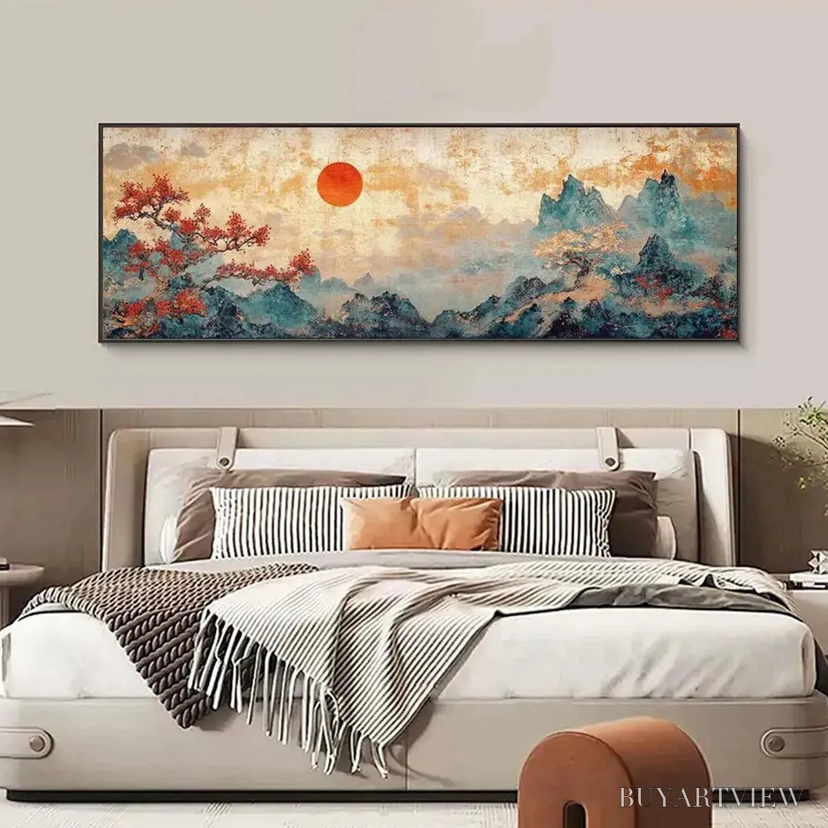 BUYARTVIEW Zen Mountain Sunset Panoramic – Landscape Painting, Panoramic , Asian Decor - image 4