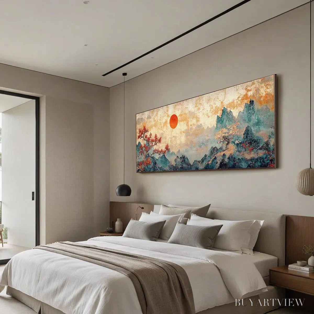 BUYARTVIEW Zen Mountain Sunset Panoramic – Landscape Painting, Panoramic , Asian Decor - image 5