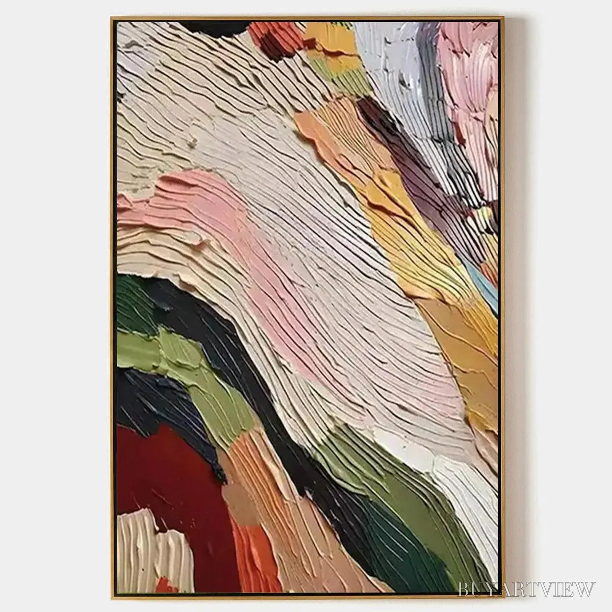BUYARTVIEW Colorful Ridge – Textured Abstract Painting, Colorful , Vertical Canvas, Impasto Decor - image 1