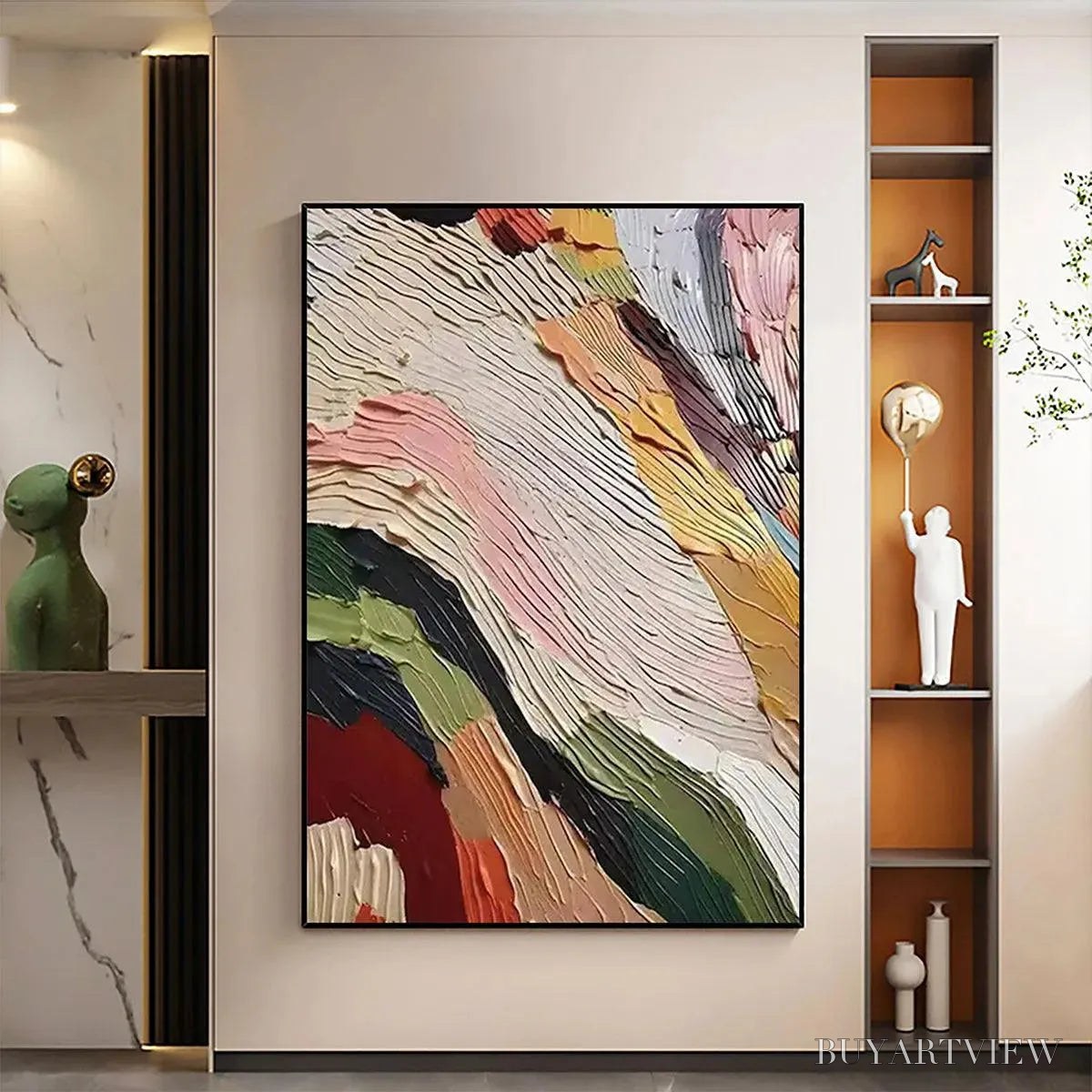 BUYARTVIEW Colorful Ridge – Textured Abstract Painting, Colorful , Vertical Canvas, Impasto Decor - image 2