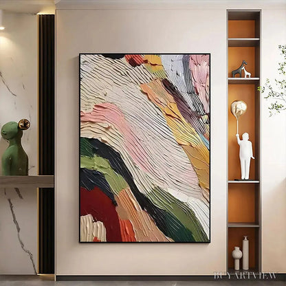 BUYARTVIEW Colorful Ridge – Textured Abstract Painting, Colorful , Vertical Canvas, Impasto Decor - image 2