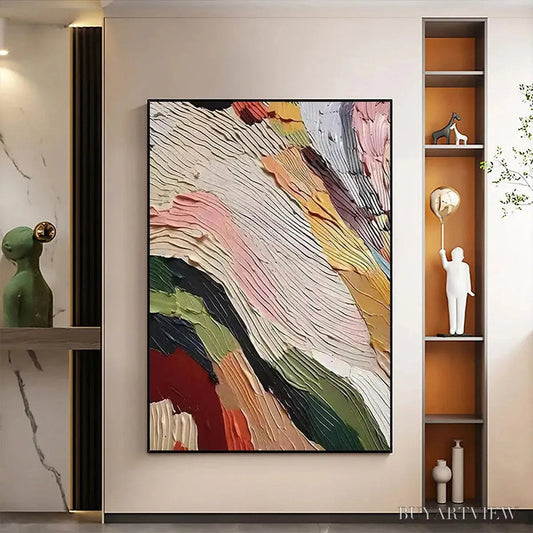 BUYARTVIEW Colorful Ridge – Textured Abstract Painting, Colorful , Vertical Canvas, Impasto Decor - image 2