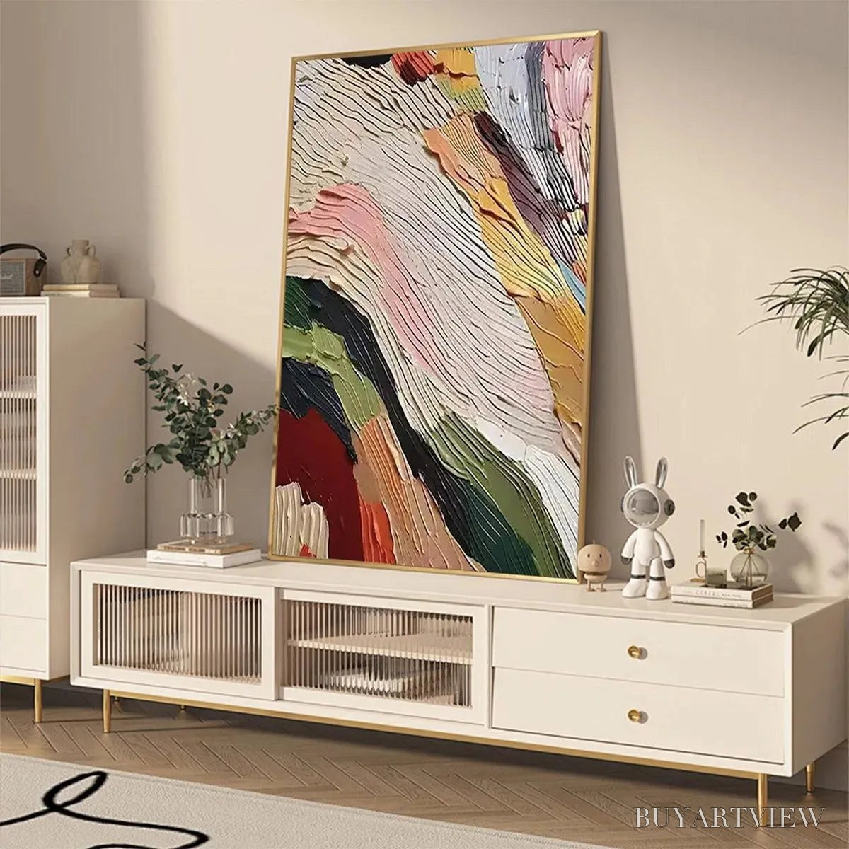 BUYARTVIEW Colorful Ridge – Textured Abstract Painting, Colorful , Vertical Canvas, Impasto Decor - image 5