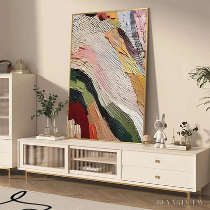 BUYARTVIEW Colorful Ridge – Textured Abstract Painting, Colorful , Vertical Canvas, Impasto Decor - image 5