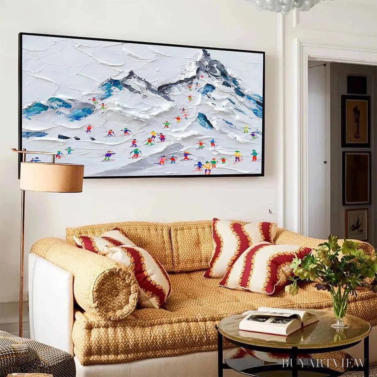 BUYARTVIEW Alpine Ski Day – Sports Painting, Winter Decor, Impasto, Textured - image 4