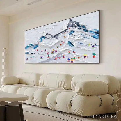 BUYARTVIEW Alpine Ski Day – Sports Painting, Winter Decor, Impasto, Textured - image 5