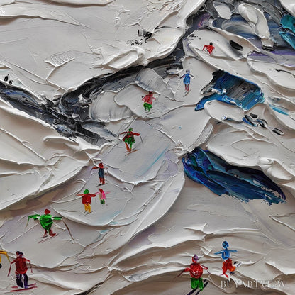 BUYARTVIEW Alpine Ski Day – Sports Painting, Winter Decor, Impasto, Textured - image 6