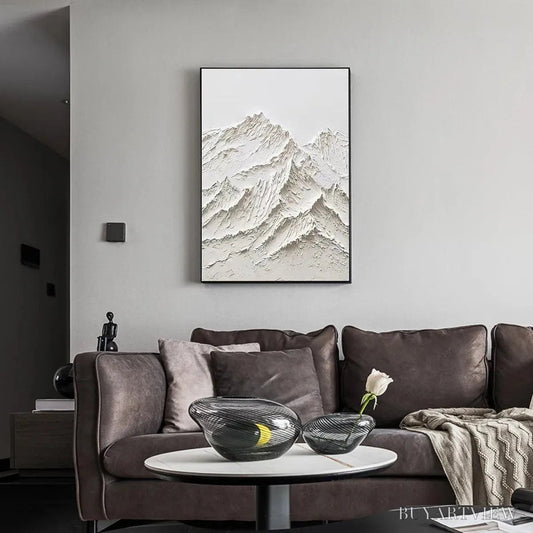 BUYARTVIEW White Mountain – Textured Mountain Painting - image 2