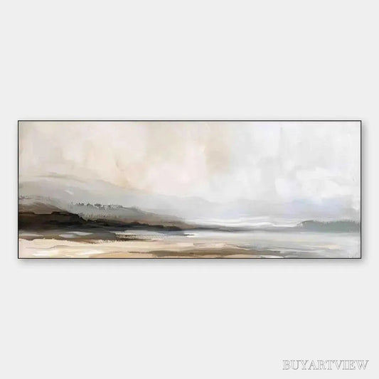 BUYARTVIEW Misty Mountain Lake Panoramic – Landscape Painting, Panoramic - image 1