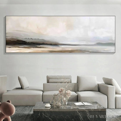 BUYARTVIEW Misty Mountain Lake Panoramic – Landscape Painting, Panoramic - image 2