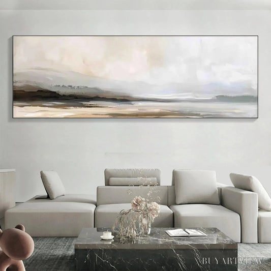 BUYARTVIEW Misty Mountain Lake Panoramic – Landscape Painting, Panoramic - image 2