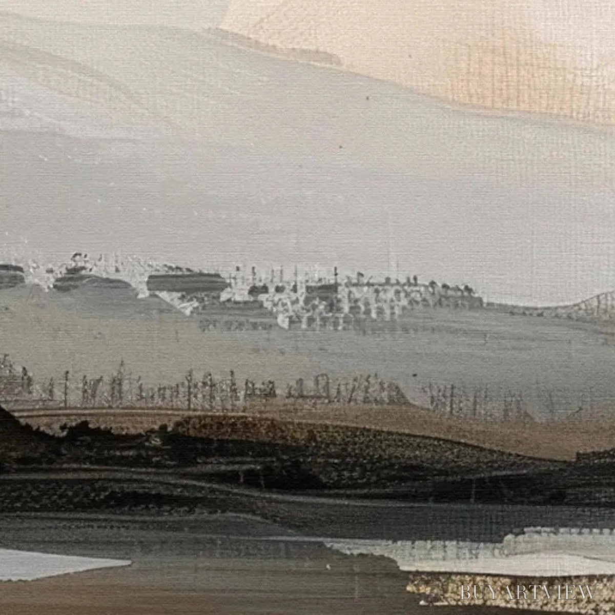 BUYARTVIEW Misty Mountain Lake Panoramic – Landscape Painting, Panoramic - image 5