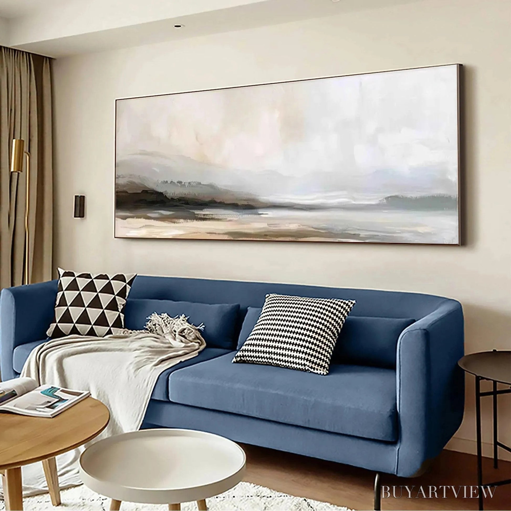 BUYARTVIEW Misty Mountain Lake Panoramic – Landscape Painting, Panoramic - image 6