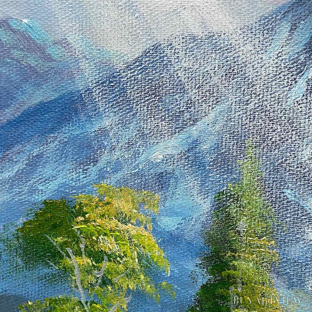 BUYARTVIEW Alpine Wildflower Paradise – Colorful Landscape Painting with Mountains and Wildflowers - image 6