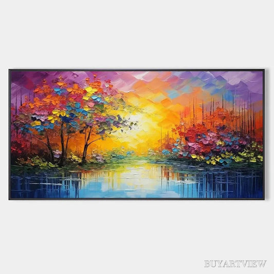 BUYARTVIEW Enchanted Riverview – Colorful Landscape Painting - image 1