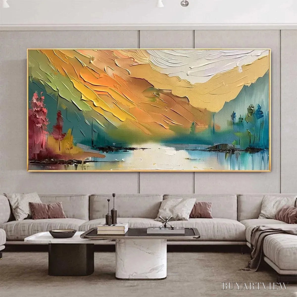 BUYARTVIEW Autumn Valley – Textured Landscape Painting - image 2