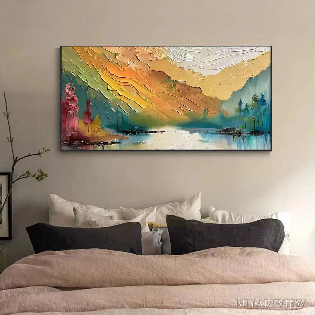 BUYARTVIEW Autumn Valley – Textured Landscape Painting - image 6